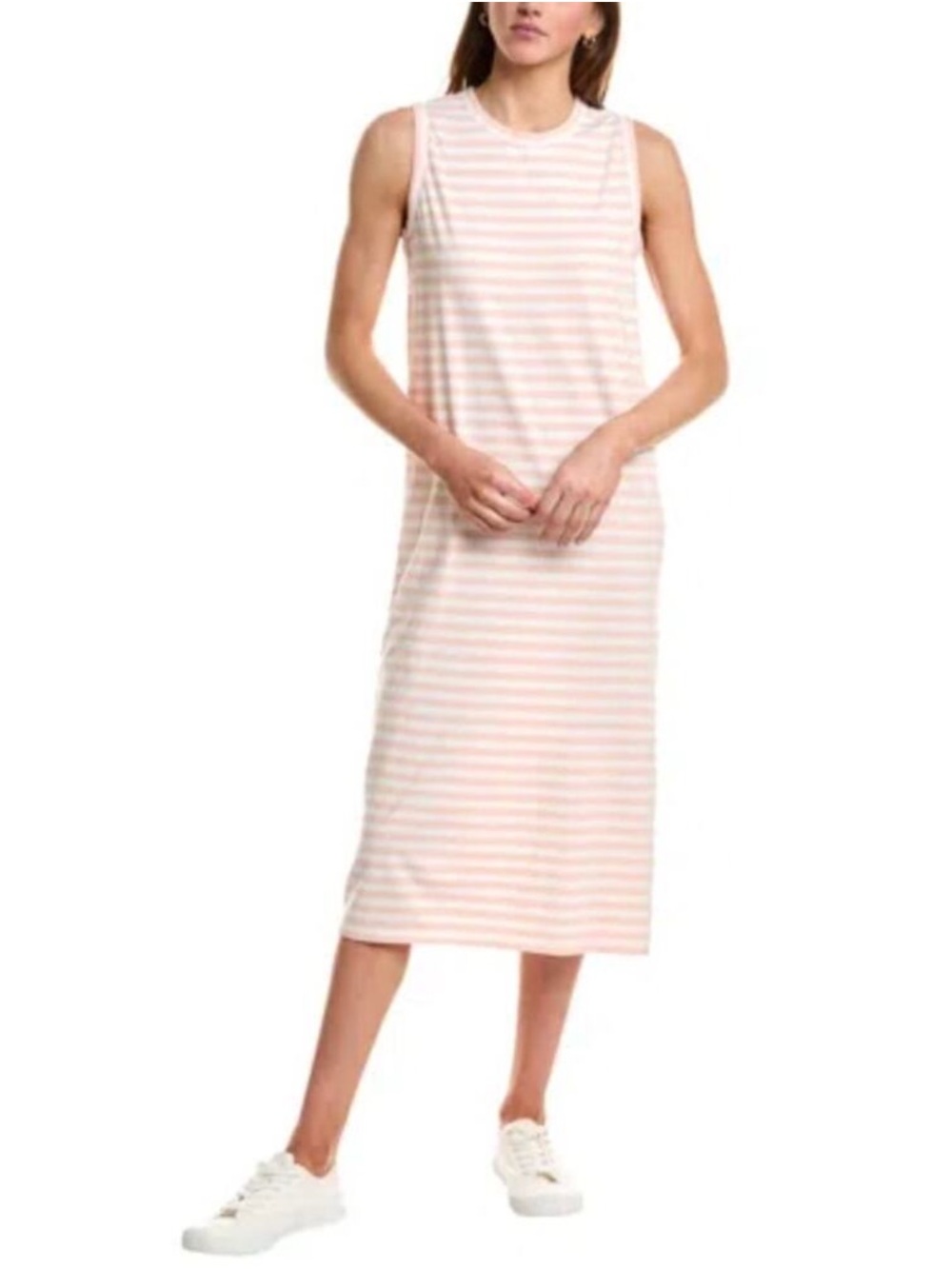 KULE PALE PINK WHITE STRIPE COTTON TANK MIDI DRESS - Picture 10 of 10
